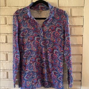 Talbots Paisley Jersey Terry Long Sleeve